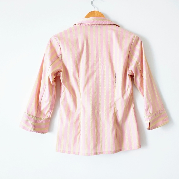 Mac & Jac Striped Collared Button Up Pink Blouse Shirt Sz 4 - Picture 2 of 5